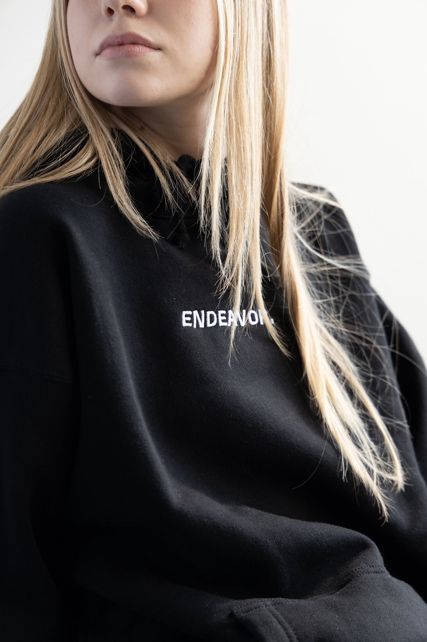 BLACK premium embroidered hoodie